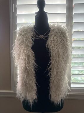 MEXICANA Cream Faux Fur Shag Vest for Girls